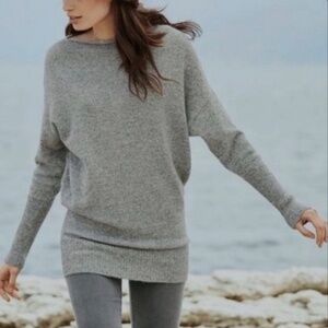 Peruvian Connection Aspen 100% Royal Alpaca Tunic Sweater Boatneck Gray, Size XS